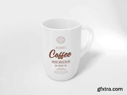 Glossy ceramic coffee mug branding mockup