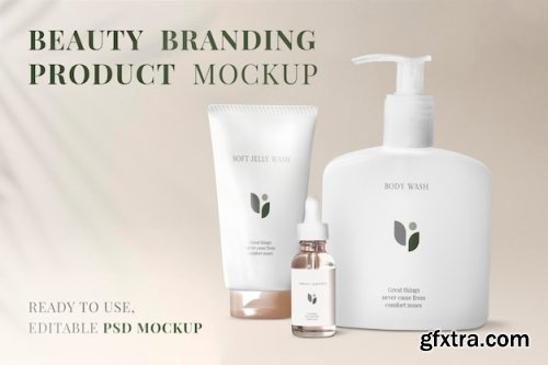 Cosmetics packaging mockup, beauty product psd gift set