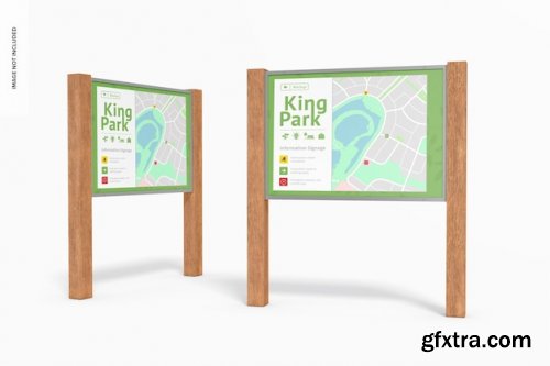 Wayfinding horizontal park sign mockup