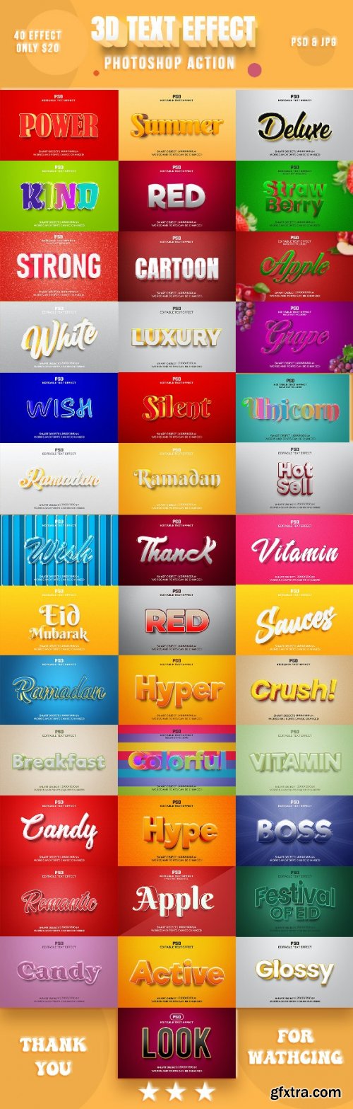 GraphicRiver - 40 Editable 3D Text Effects Pack 37062009