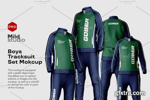 CreativeMarket - Boys Tracksuit set Mockup 7000731