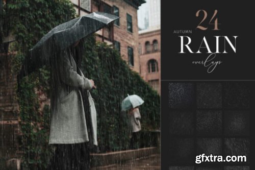 25 Rain Overlays, Realistic Rain Clipart