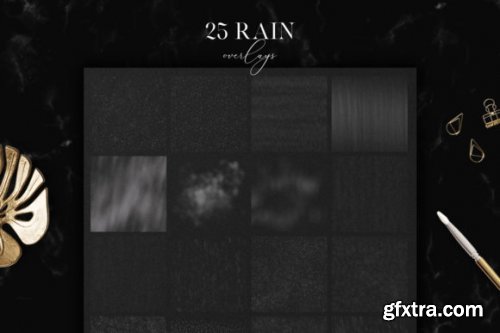 25 Rain Overlays, Realistic Rain Clipart