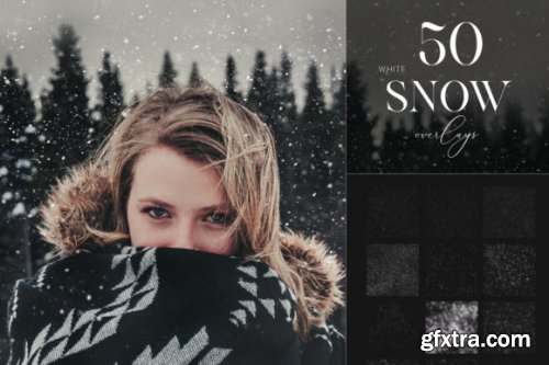 30 Snow Overlays, Realistic White Snow