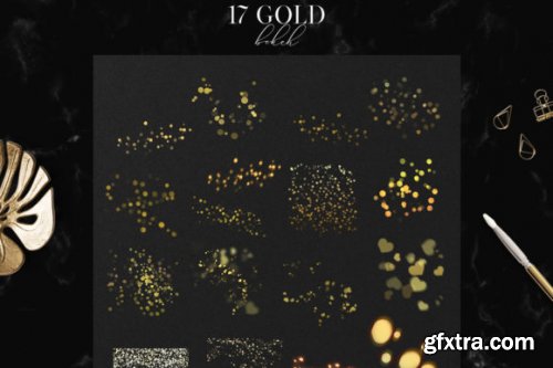 27 Gold Bokeh Overlays, Christmas