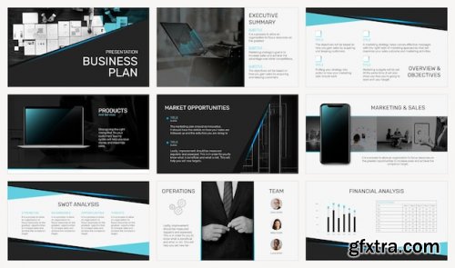 Professional business presentation template vector social media post set 