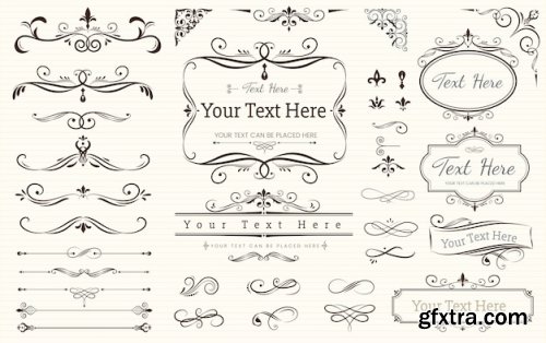 Collection set of label ornament Premium Vector