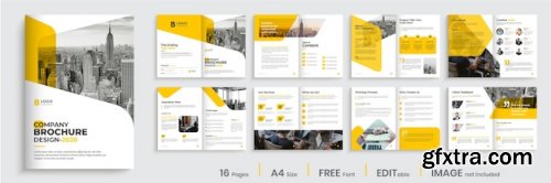 Orange color shape company brochure template layout Premium Vector