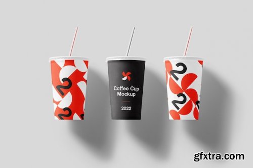 Cup with a straw mockup