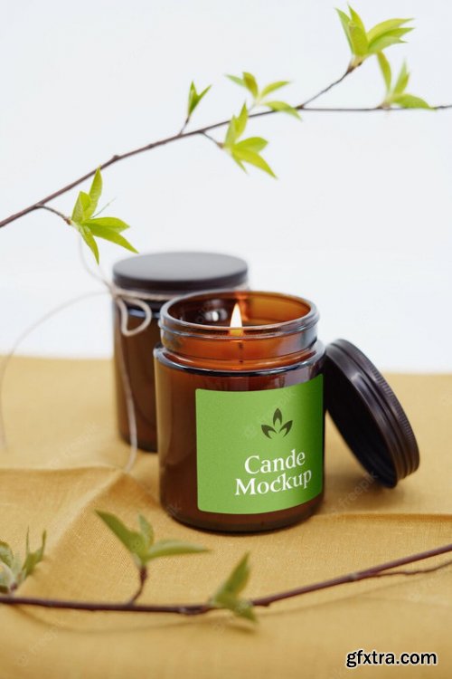 Label on candle mockup