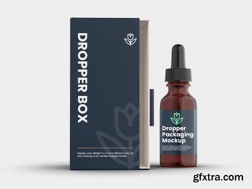 Dropper bottle and packaging box mockup