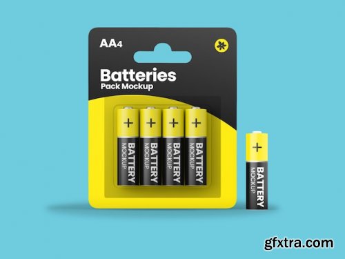 4 pack battery aa mockup Premium 