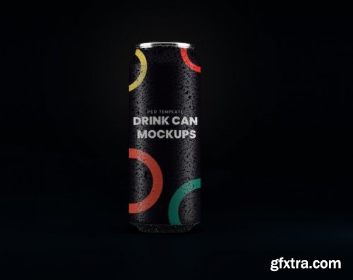 Metallic drink can with condensation mockup