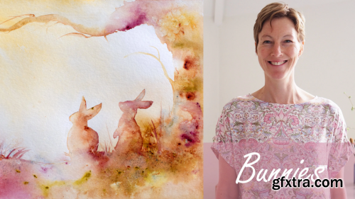  Spring Bunnies. A Free-Flow Watercolour Master Class with Jane Davies