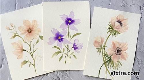  9 - Day Watercolor Floral Challenge : Improve your Painting Skills