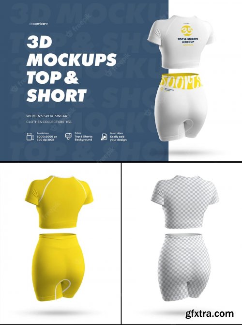 Women top shorts sportswears Mockup