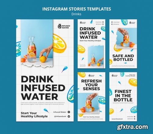 Flat design drink instagram stories template