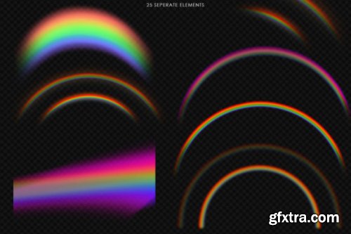 25 Realistic Rainbow Overlays, Rainbow
