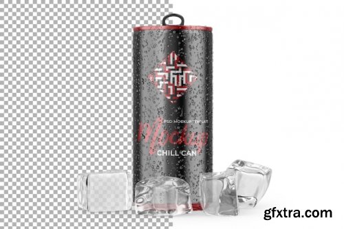 Tin can with ice mockup