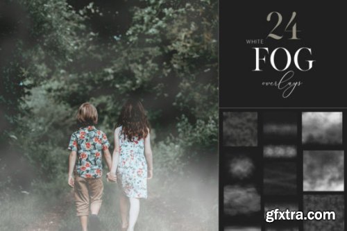 24 Fog Overlays, Realistic Fog Clipart