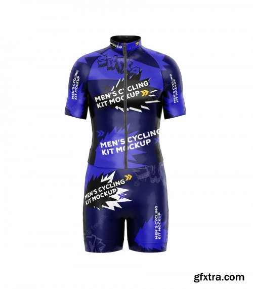 Mens cycling kit mockup front view