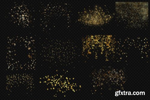 43 Gold Confetti Overlays, Metallic