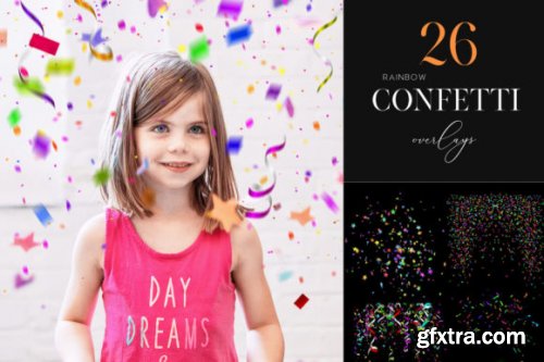 26 Rainbow Confetti Photo Overlays