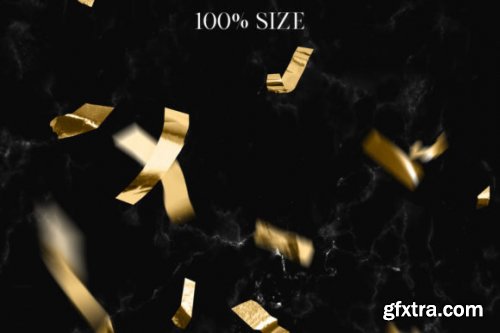 43 Gold Confetti Overlays, Metallic