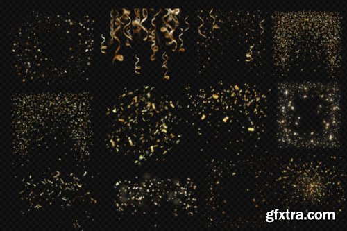 43 Gold Confetti Overlays, Metallic