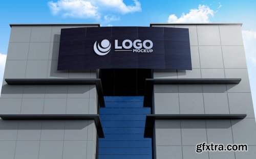 Logo mockup 3d sign on building