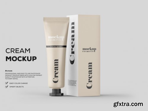 Matte cream tube mockup