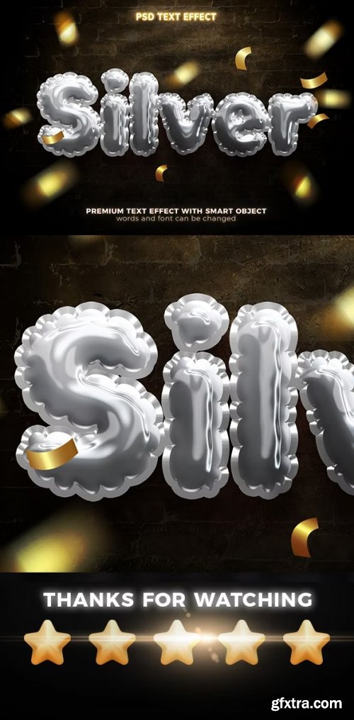 GraphicRiver - Silver Balloon Foil 3d Editable Text Effect Premium PSD 37122367