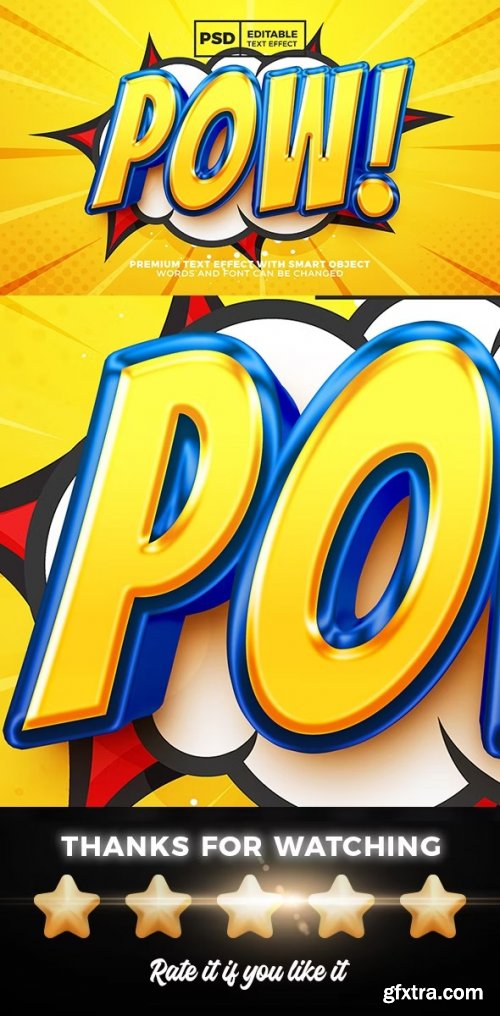 GraphicRiver - Pow Comic Cartoon 3d Editable Text Effect Style Premium PSD 37122251