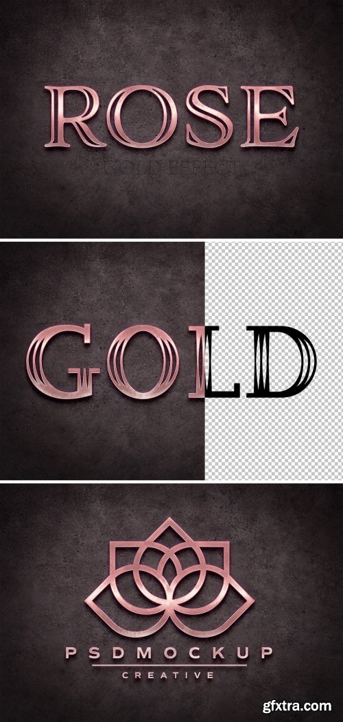 Old Pink Gold Text Style with Glossy Effect Mockup 481695619