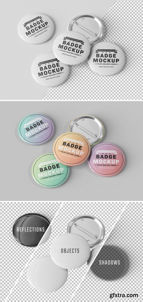 Badge pin button isolated on wood mockup 495731866