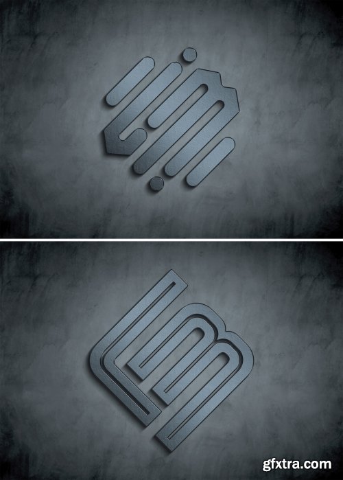 Metal Logo on Wall Mockup 376750677