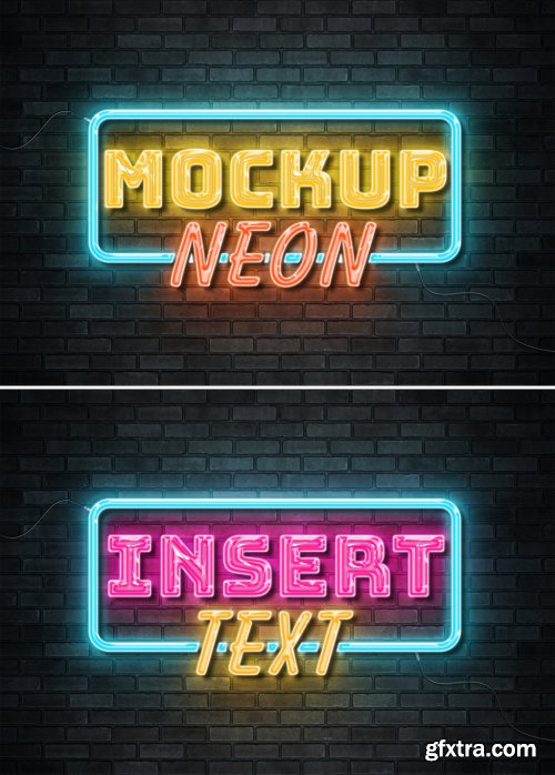 Neon Sign Text Effect on Brick Wall with Wires Mockup 405246369