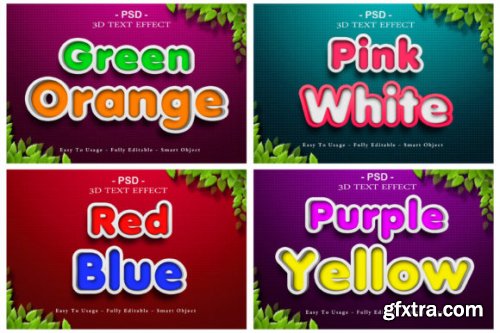 4 Packs 3d Cartoon Colors Text Effect