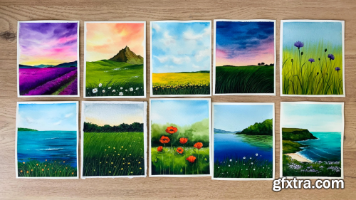  30 Day Watercolor Challenge : Learn to Paint 30 Spring Landscapes with Watercolors