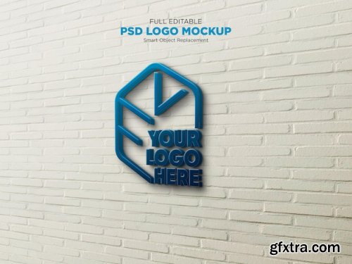 Logo mockup on white brick wall