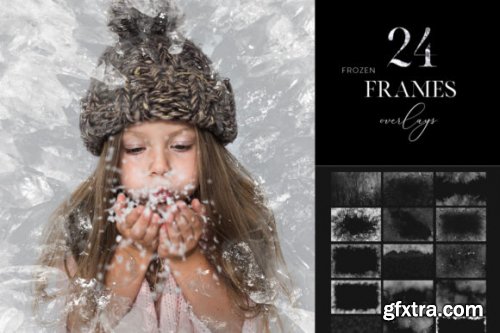  Frozen Frames Clipart, Winter Overlays