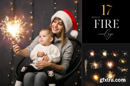  17 Sparkler Overlays, Holiday Flame