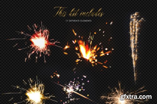  17 Sparkler Overlays, Holiday Flame