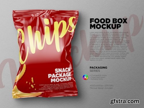 Chips snack package mockup in 3d rendering