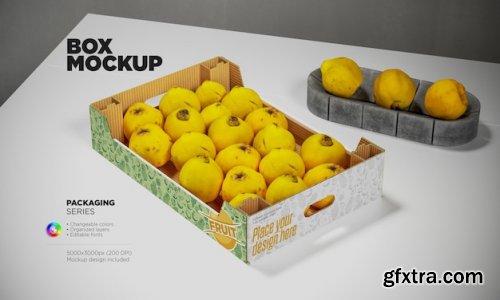 Cardboard tray or fruit box mockups