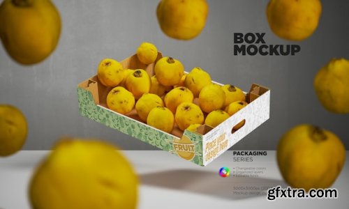 Cardboard tray or fruit box mockups