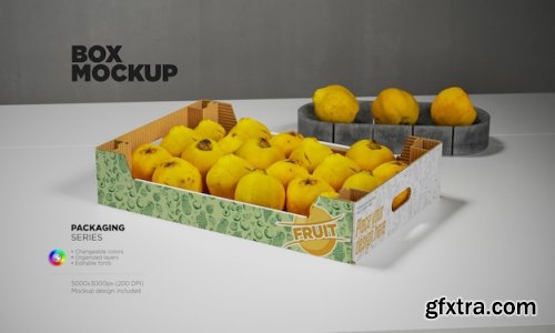 Cardboard tray or fruit box mockups