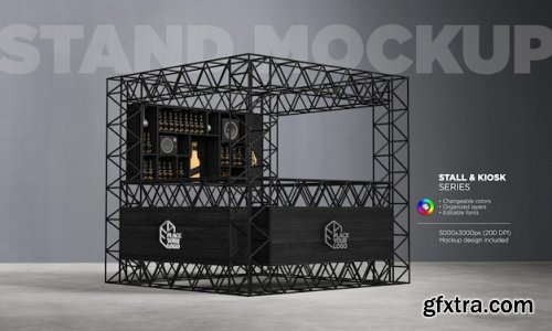 Retail food kiosk or drink bar Mockup