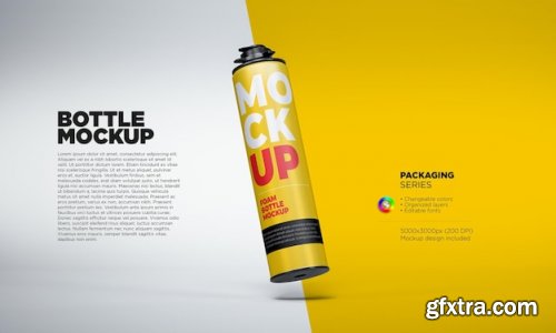 Foam bottle mockup in 3d rendering