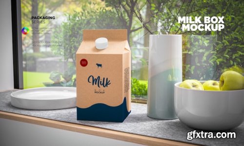 Milk packaging box Mockups